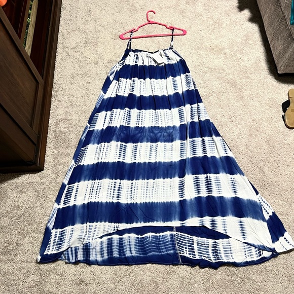 Tie dye hi-lo maxi dress, navy/white NWT - Picture 1 of 2